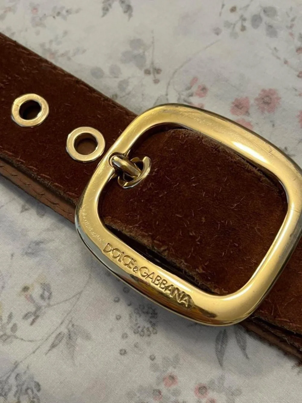 Dolce Gabbana Y2k Suede Grommet Belt Spellout Brown Studded Italian Leather